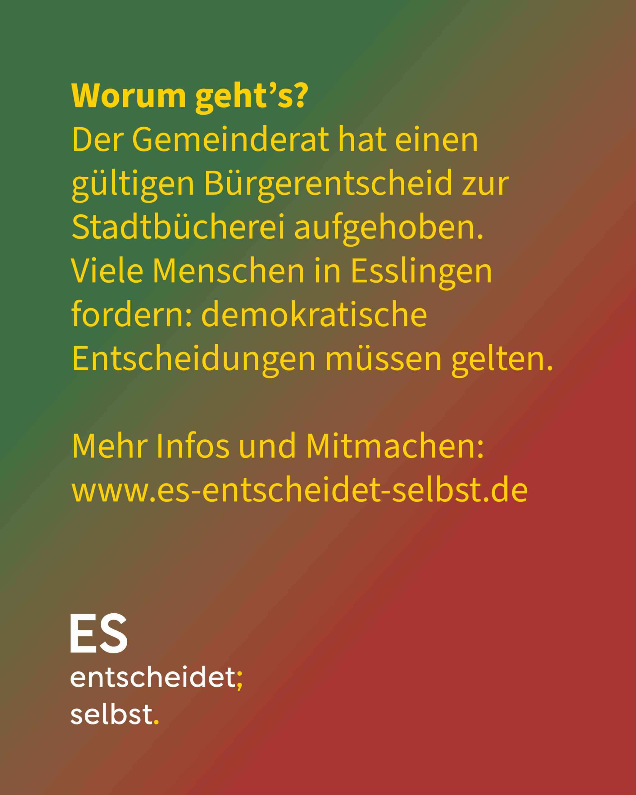 Grafik „Worum geht’s?“, mit Erklärung, worum es bei der Initiative Bürgerbegehren Esslingen geht.