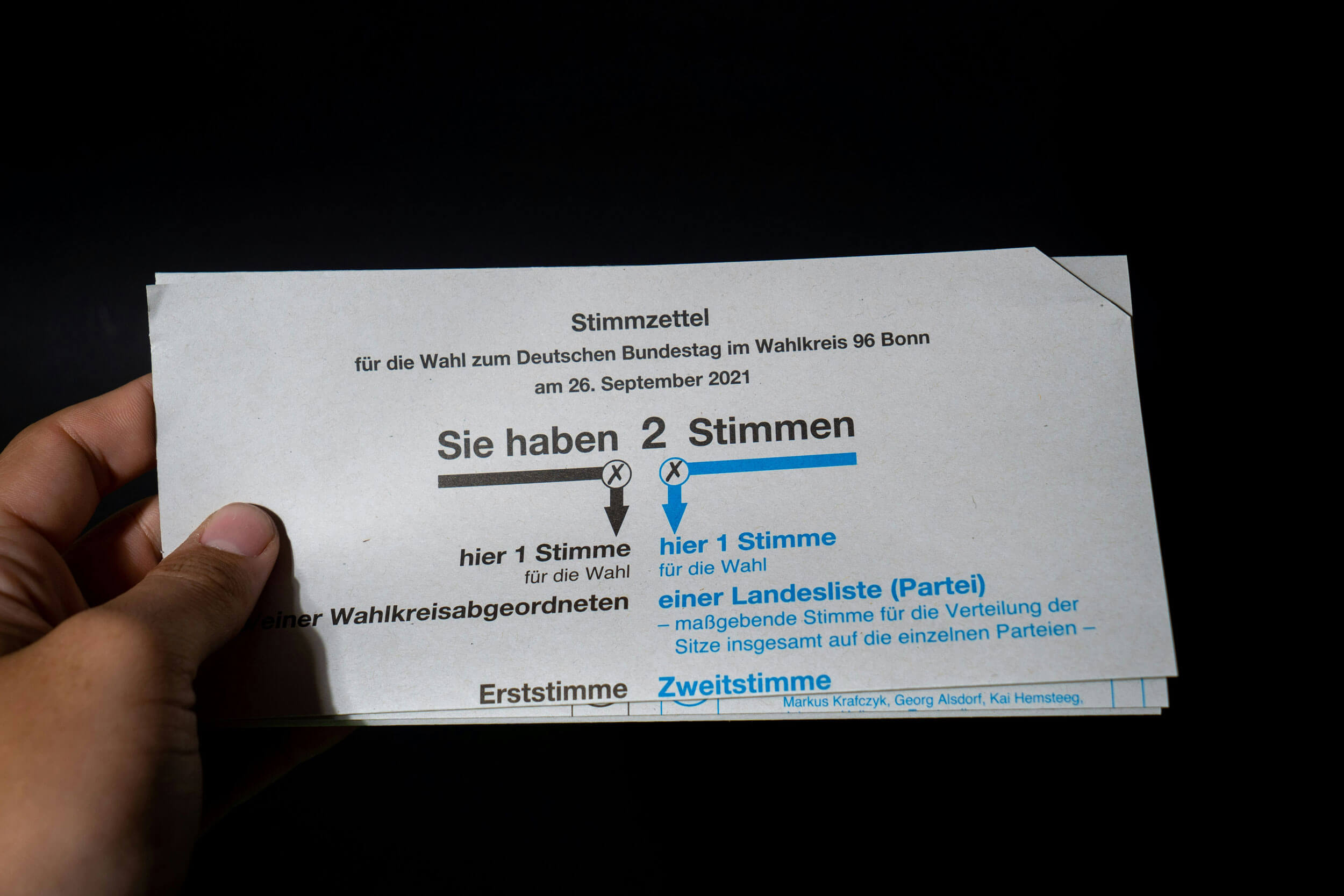 Wahlschein zur Abstimmung Stadtbücherei Esslingen mit zwei Stimmen.